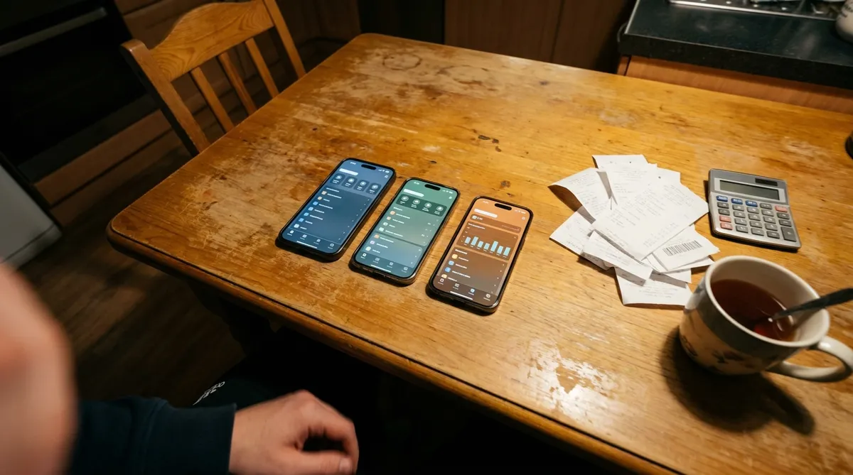 DComply vs OurFamilyWizard vs CoParentSplit compared side by side on three phones