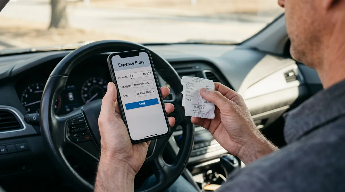 parent logging child expense on phone app to split costs after divorce