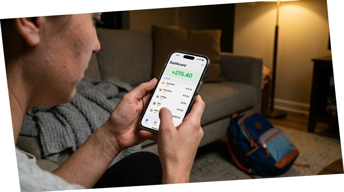 Co-parent checking shared child expenses and balance on a phone app
